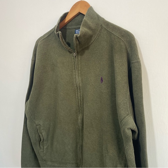 Vintage Polo Ralph Lauren Mens Green Full Zip Sweatshirt XL. - Picture 2 of 4